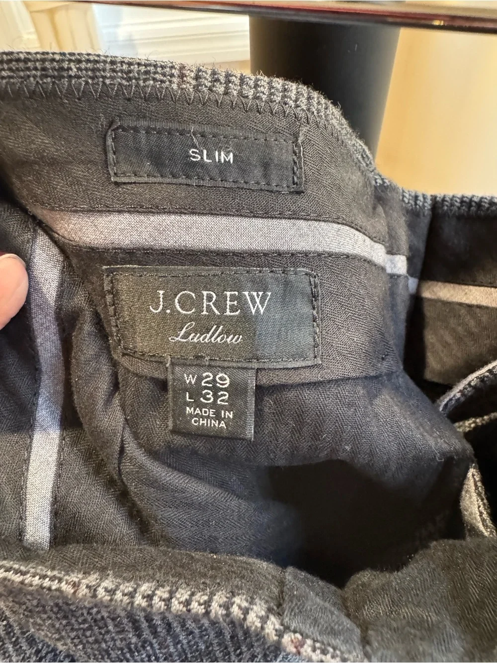 J. Crew Men's Charcoal Glen Plaid Dress Trousers Size 29 Lunlow Slim